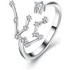 Clearine 12 Costellazione Zodiaco Zirconia cubica Anello Regolabile per Donne - Acquario Oroscopo Stelle Astrologia