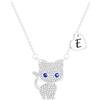 Esmoly Regali per Ragazze Cat Collane per Ragazze Iniziale Collana Cuore Lettera A-Z Carino Regali di Compleanno per le Donne Figlia Nipote Nipote 16+2 Pollici (Argento E)