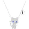 Esmoly Regali per Ragazze Cat Collane per Ragazze Iniziale Collana Cuore Lettera A-Z Carino Regali di Compleanno per le Donne Figlia Nipote Nipote 16+2 Pollici (Argento F)