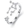 Clearine Anello Argento 925 zircone Oroscopo-Vergine Zodiaco 12 Costellazione Astrologia Regolabile Statemente