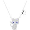 Esmoly Regali per Ragazze Cat Collane per Ragazze Iniziale Collana Cuore Lettera A-Z Carino Regali di Compleanno per le Donne Figlia Nipote Nipote 16+2 Pollici (Argento G)