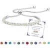Esmoly Bracciale Donna Argento Bracciale Tennis con 12 Colori di Pietre Natali e 5A Sparkle Zircone Regolabile Regalo Compleanno Donna (08-Agosto)