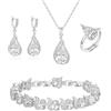 Clearine Sparkling Teardrop Cubic Zirconia Ciondolo Collana Goccia Orecchini Tennis Braccialetto Anello Regolabile Eleganti Gioielli da Sposa per Matrimonio/Compleanno/San Valentino/Festa della Mamma