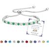 Esmoly Bracciale Donna Argento Bracciale Tennis con 12 Colori di Pietre Natali e 5A Sparkle Zircone Regolabile Regalo Compleanno Donna (05-Maggio)