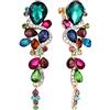 Clearine Orecchini Clip-On Cristallo Sposa Multiplo a goccia a Goccia Avvitare indietro Ciondola gli orecchini pendenti MultiColore Oro-fondo