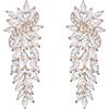 Clearine Rosa Oro Sposa Long Goccia Orecchini Marquise Zirconia cubica Cluster pendenti per Donne Damigella d'onore