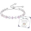 Esmoly Bracciale Donna Argento Bracciale Tennis con 12 Colori di Pietre Natali e 5A Sparkle Zircone Regolabile Regalo Compleanno Donna Ragazza (10-Ottobre)