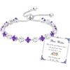 Esmoly Bracciale Donna Argento Bracciale Tennis con 12 Colori di Pietre Natali e 5A Sparkle Zircone Regolabile Regalo Compleanno Donna Ragazza (02-Febbraio)