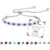 Esmoly Bracciale Donna Argento Bracciale Tennis con 12 Colori di Pietre Natali e 5A Sparkle Zircone Regolabile Regalo Compleanno Donna (02-Febbraio)
