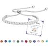 Esmoly Bracciale Donna Argento Bracciale Tennis con 12 Colori di Pietre Natali e 5A Sparkle Zircone Regolabile Regalo Compleanno Donna (04-Aprile)