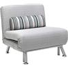 HOMCOM Poltrona Letto Singolo, Poltrona con Materasso e Cuscino Imbottito Sfoderabili - Schienale Regolabile 90-180° e Telaio in Metallo - 75x70x75 cm, Grigio