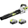 DEKOPRO Soffiatore a Batteria 20V: Soffiatore Elettrico Leggero con 2 Batterie da 4.0Ah e Caricabatterie, 650 CFM, 2 Velocità, 257km/h, per Marciapiedi, Viali, Giardino, Soffiare Foglie e Neve