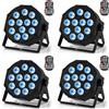 ZonQoonz 4PCS Par LED RGBW Batteria Ricaricabile, 12 LED Luci da Palco con Funzione di Temporizzazione e 7 Modalità Illuminazione Palco per Matrimoni Bar DJ Discoteca Halloween Natale Esterne