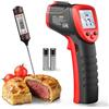 Eventek Termometro Cucina, -50 °C~600 °C (-58 °F~1112 °F) Termometro Infrarossi sonda per 304 Carne, Termometro Laser Senza Contatto Emissività Regolabile 0.1-1.0, Termometro per Cucina, Forno Pizza
