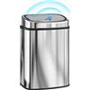 HOMCOM Pattumiera con Sensore a Infrarossi da 50L, Cestino Automatico in Acciaio Inox con 2 Modalità di Apertura, Superficie Anti-Impronte, Argento