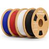 DEEPLEE Filamento PLA 1.75 mm, Pack 4 kg: Nero + Bianco + Rosso + Blu Scuro (4×1 kg), Precisione Dimensionale ±0.02 mm, Avvolgimento Anti-Intasamento per Stampanti 3D FDM