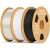 DEEPLEE Filamento PLA 1.75 mm, Pack 3 kg: Nero + Bianco + Trasparente (3×1 kg), Precisione Dimensionale ±0.02 mm, Avvolgimento Anti-Intasamento per Stampanti 3D FDM