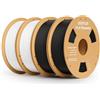 DEEPLEE Filamento PLA 1.75 mm, Pack da 4 kg: 2 kg Nero + 2 kg Bianco (4×1 kg), Precisione Dimensionale ±0.02 mm, Avvolgimento Anti-Intasamento per Stampanti 3D FDM