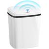 HOMCOM Pattumiera con Sensore a Infrarossi da 15L, Cestino Automatico con 2 Modalità di Apertura, Superficie Anti-impronte, in ABS e PP, per Ufficio, Camera da Letto, Bagno, Bianco