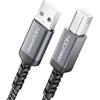 deleyCON Cavo Stampante USB-B (1 Metro per Stampanti, Scanner, MIDI) USB-B a USB-A, Intrecciato + Connettori in Metallo, per HP Samsung Epson Dell Lexmark Brother Canon
