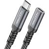 deleyCON 1m 100W 20 Gbps USB-C Prolunga (USB 3.2 Gen 2x2) PD 3.0 Ricarica Dati 4K@60Hz per iPhone 17 16 Pro Max Air Galaxy A16 A56 S26 S25 S24 iPad MacBook Tablet Notebook