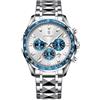 Poedagar Orologio da uomo di lusso, alla moda, impermeabile, luminoso, con datario, cronografo, in acciaio inossidabile, sportivo, al quarzo, Argento Bianco, Contemporane
