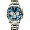 Poedagar Orologio da uomo di lusso, alla moda, impermeabile, luminoso, con datario, cronografo, in acciaio inossidabile, sportivo, al quarzo, Sportivo