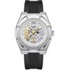 BUREI Orologi da uomo moda design geometrico orologio da polso al quarzo uomo silicone impermeabile sport casual classico moda orologio da uomo regalo per uomini, argento, nero