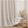 MitoVilla - Tenda da doccia in cotone e lino, per arredamento da bagno in stile boho, tessuto resistente alle pieghe, 182,9 x 182,9 cm, marrone chiaro
