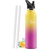 Mulbijeo Borraccia Termica 1 Litro, Senza BPA, Borraccia Termica, Sottovuoto a Doppia Parete, Bottiglia Termica, 18/8 Acciaio Inox, Borracce Termiche, con Cannuccia, Termos per Palestra, Sport, Bici