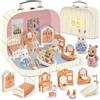 TinkerPlay Casa delle Bambole Valigetta con Mobili Miniatura, Accessori Fai-da-Te e 2 Bambole Flessibili - Camera da Letto e Bagno - Gioco di Ruolo, Regalo di Compleanno o Natale per Bambini e Bambine 3+
