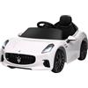 AIYAPLAY Macchina Elettrica per Bambini 3-5 Anni 12V Maserati Gran Turismo Folgore, 3-5 km/h Auto Elettrica per Bambini con 2 Motori, Telecomando, Cintura, Musica, Clacson e Fari, Bianco