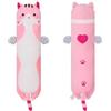 SNOWOLF Gatto Morbido Cuscino Peluche Lungo Tiro per Dormire Cotone Gattino Ripiene Carino Peluche Bambola Giocattolo Regalo per Bambini Fidanzata (Pink, 90cm)