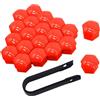 QitinDasen 20 Pezzi 17 mm Auto Ruote Copridado, Tappo Dado Bullone Ruota, Tappo a Vite Mozzo Ruote Auto Universale, Coperchio Dado Pneumatico Esagonali con Strumento di Rimozione (Rosso)