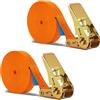 BetterJonny Cinghie a Cricchetto Arancione, BetterJonny 2PC x 8M Cinghia di Fissaggio a Cricchetto Cinghie di Tensione da 25MM con Cricchetto Resistenti per Carico 1000 kg per Moto Bicicletta Truck, Totale 16M