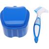 Garneck Set 1 Custodia Porta Protesi Dentaria Blu Spazzola Morbida per Pulizia Dentiera Odore Assente Design Professionale in Abs e Pp