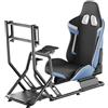 Wiltec Postazione simulatore di guida 71 x 136 x 108 cm, con cockpit, reggi monitor e sedia gaming con portata max 100 kg, fissaggi per volante, leva del cambio e pedali