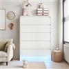 UTTQEW Cassettiera LED Bianca 5 Cassetti, Comò 73x40x110 cm con Luce RGB App e Telecomando, Mobile Senza Maniglie con Kit Anti-Ribaltamento per Camera, Cameretta e Soggiorno(Bianco)