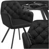 tectake® Poltrona Girevole in Velluto, Seduta e Schienale Ergonomici, Rotazione a 180°, Sedia Sala da Pranzo con Braccioli, Sedie Moderne con Gambe in Acciaio - Nero