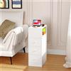 Chleby Set di 1 Comodini Stretti, Stretto Comodino con Presa, Tavolini Salotto 3 Cassetto e Ripiani, per Camera da Letto, Soggiorno, 25x 45 x 70 cm