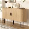 Rosebibi Moderna credenza in MDF con ante a persiana, maniglie in alluminio e gambe in ferro, armadio versatile per soggiorno, sala da pranzo e arredamento moderno, naturale