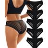 ALL OF SHE Confezione da 5 Slip Donna Pizzo Mutande Donna Senza Cuciture Biancheria Intima Femminile Slip Sexy con Pizzo Rimborso Ordine XL