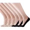 RIIQIICHY 4/6 Paia di Calzini Fantasmini Invisibili Donna Calze Corti Basse Salvapiede in Cotone + Nylon Traspirante con Silicone Antiscivolo Eleganti Tinta Unita Adatti per Primavera Estate Autunno