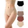 LOFIR Mutande Donna Senza Cuciture: Slip Vita Alta Culotte Invisibili Intimo Mutandine in Microfibra con Taglio Laser per Yoga e Leggings e Uso Confezione da 5 Scuro XXL