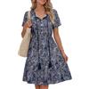 Zeagoo Vestito Donna Estivo Scollo a V Abito Vestito da Mare Leggero Abito da Spiaggia Bohemien Midi Floreale Eleganti Prendisole Lungo Mididress Elegante Primavera Vintage MZ721 XL