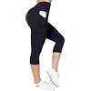 FITTOO Leggins Sportivi Donna 3/4 Vita Alta Leggings con Tasche Laterali Push Up Leggins Palestra Donna