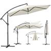 SONGMICS Ombrellone a Braccio 300 cm di Diametro, Ombrellone da Balcone con Base, Protezione Solare, Anti UV UPF 50+, con Manovella per Apertura e Chiusura, per Terrazza, Giardino, Beige GPU116M01