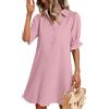 Zeagoo Abito Camicia Estivo da Donna con Maniche a Volant Scollo a V Elegante Abito Estivo Casual Nero da Donna Abbottonato Comodo e Traspirante Abito da Spiaggia