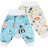 Aolso Pantaloni da allenamento per vasino, riutilizzabili, traspiranti, per bambini, in cotone, lavabili, con motivi, per ragazzi e ragazze dai 2 ai 3 anni, S, bianco e blu, 2 pezzi