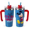 H&H Tazza Termica con Cannuccia Mickey All About - Tumbler Termico 0,6L, in Acciaio Inox | Isolamento Termico Doppia Parete | Riutilizzabile, Antigoccia, Ideale per Scuola, Ufficio, Sport e Viaggi